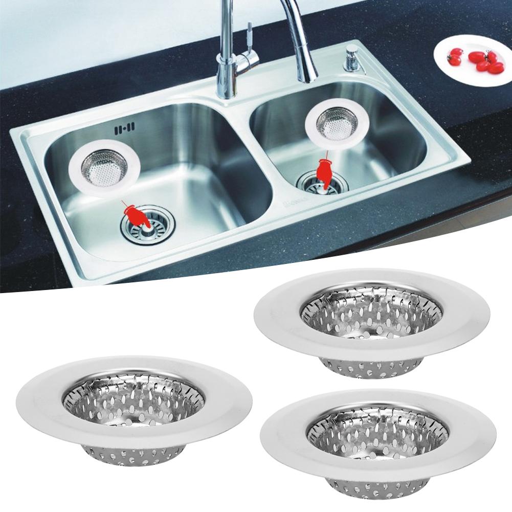 3Pcs Stainless Steel Kitchen Sink Filter Bathroom Sewer Filter Portable StrainersSmall