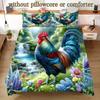 Comforter Waterfall Rooster Pattern 3D Printed Soft Comfortable Colorful Bedding Set Wildlife Art Style