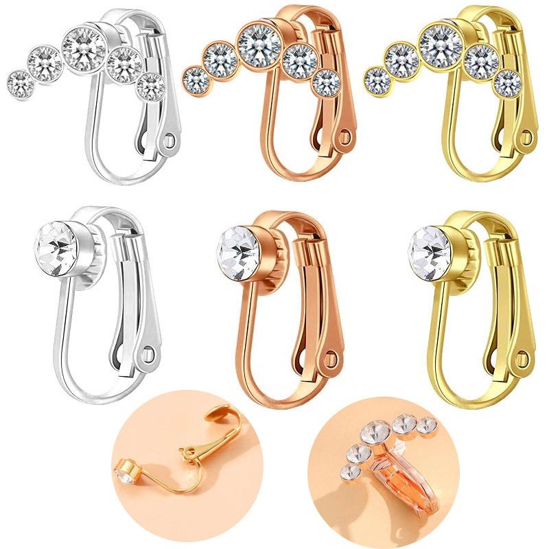 Faux Fake Belly Ring U-Shaped Stainless Steel Color Zircon Navel Clip For Women Sexy Non-Piercing Body Jewelry
