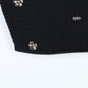 S Family Spring/Summer Sequin Buckle One-Shoulder Knitted Camisole & Black Midi Skirt Set for Women