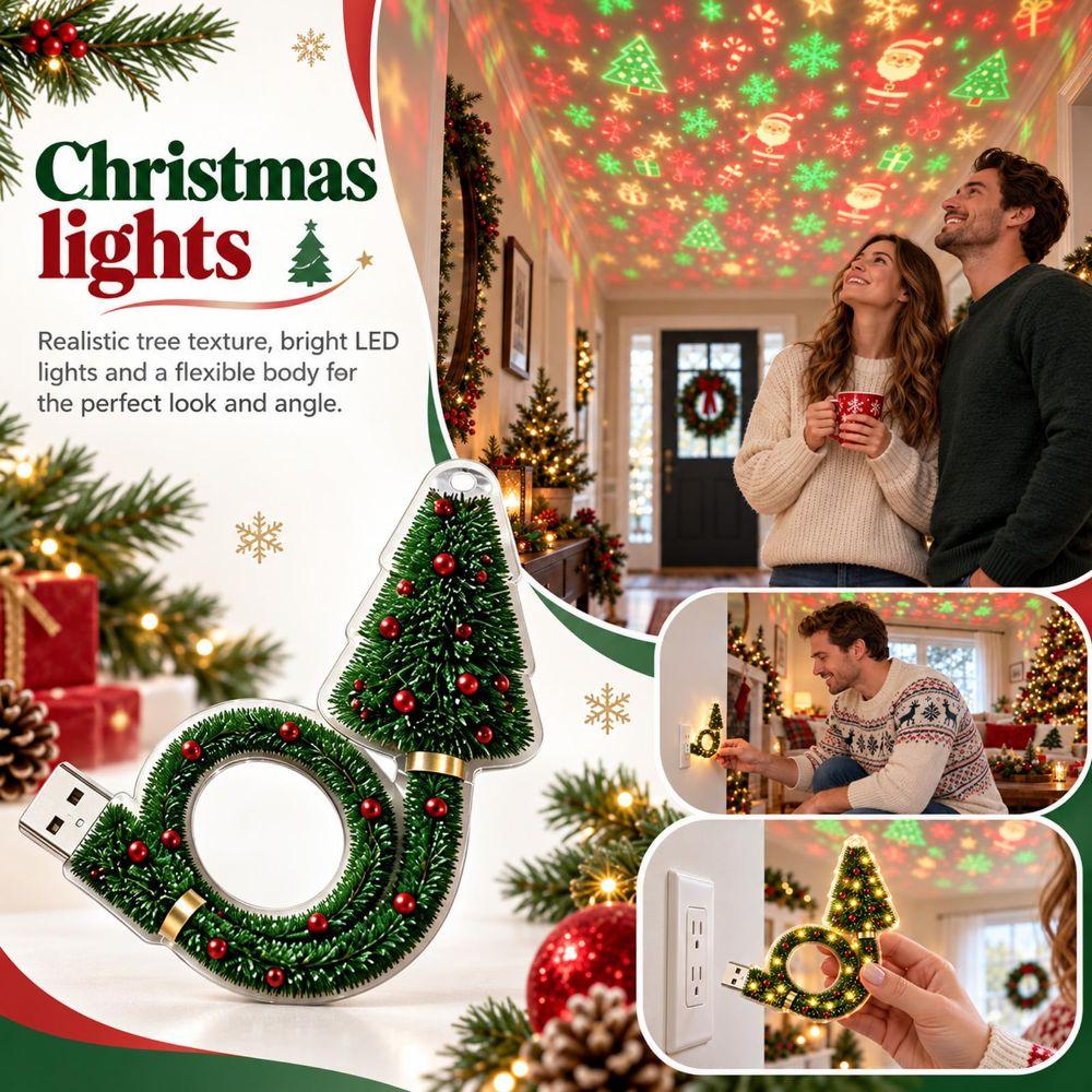 USB Powered Christmas Projector Lights Christmas Tree Christmas Tree Light  Home Decor