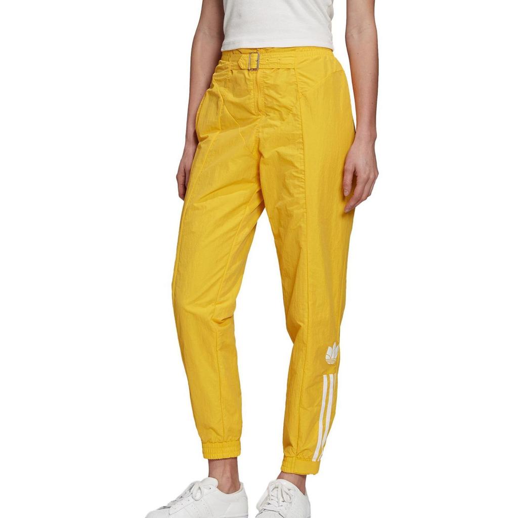 Adidas Pruhovaný potisk Jednobarevné Slim Fit Joggers s vysokým pasem Dámské spodky Oranžové GF0266
