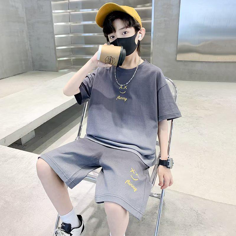 Boys' Summer Two-Piece Outfit Children's Short-Sleeved Street Style Two-piece Set