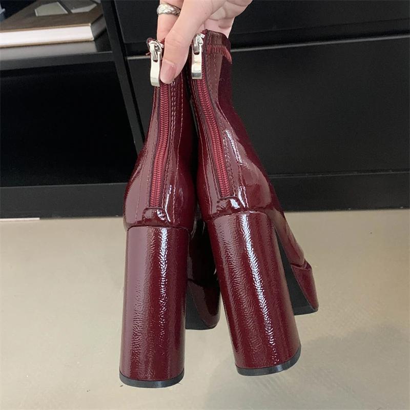 Eilyken  New Fashion Sexy Women Ankle Boots Chunky Platform Heels Zipper Punk Short Booties Shoes  Mujer
