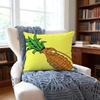 Pineappleillustration Cushion Cover Anti-Dust Mite Short Plush Pillowcase - Invisible Zipper Silky Soft Sofa Cushion Cover