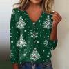 Women's Fashion Print Long Sleeve Knitted Cardigan Button Up Jacket