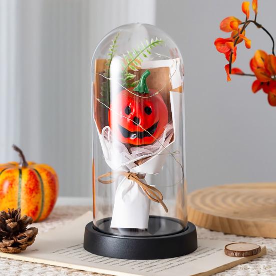 Gresskar Kuppellys LED Klar Klokke Gresskar Nattlys for Halloween Hjem Kjøkken Bordplate Kappe Hage Bassengkant Dekor