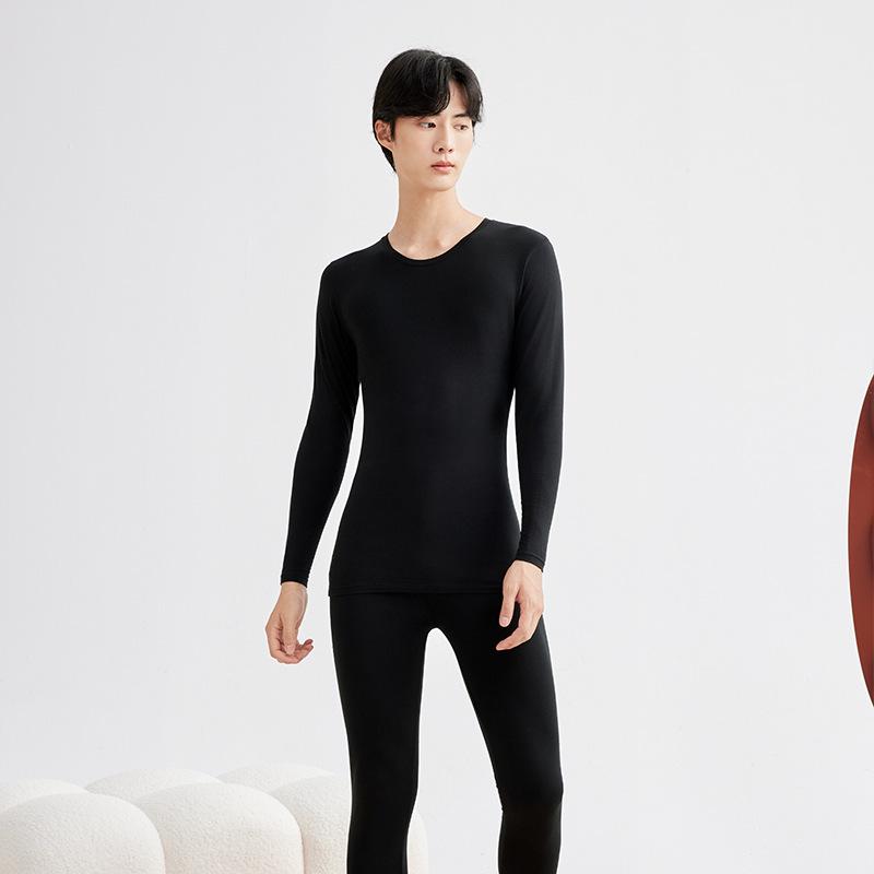 190g Warm Autumn/Winter Pure Cotton Base Layer: Men's & Women's Round Neck Pullover and Trousers Set