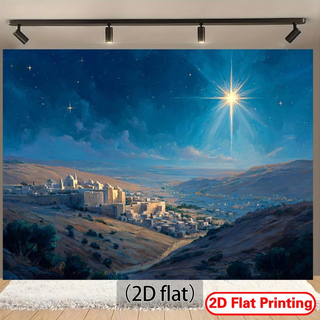 1Pcs Starry Night Bethlehem Nativity Decoration Background Winter Backdrop For Photo Studio Photo Booth Party