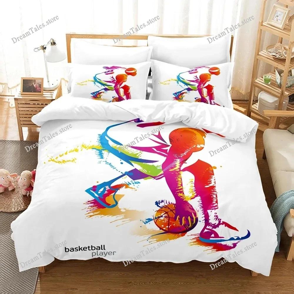 Cartoon Basketball Duvet Cover Bedding Set 100% Polyester 3D Digital Printing Kids Boys Bedding King Size Printing Kids Gift029