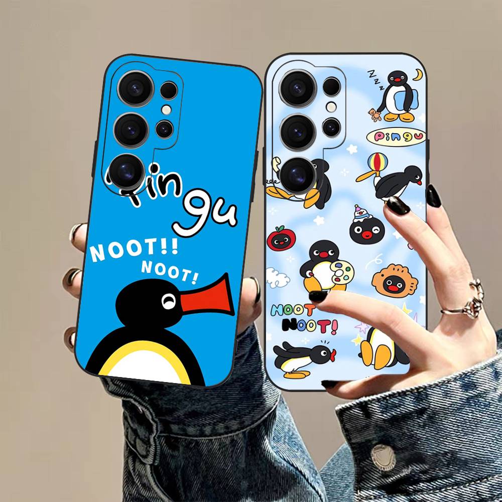 Funny Cartoon P-Pingu Phone Case For Samsung S 24 Fe 25 Ultra Plus 20 Lite 21 30 22 23 24 22 Ultra 5G Fundas