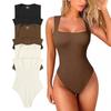 Women's U Neck Sleeveless Tight Bodysuit, European American Style Casual Slim Fit Tops for Summer