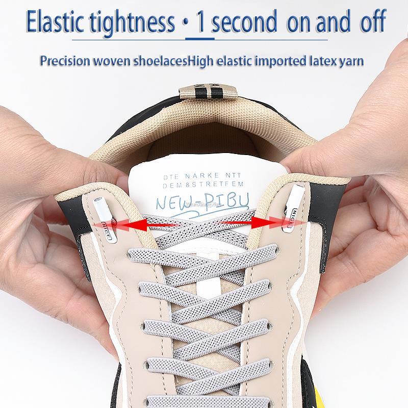 Fashion No Tie Shoe laces Elastic Laces Sneakers Flat Shoelaces without ties Kids Adult Quick Shoe lace Rubber Bands for Shoes