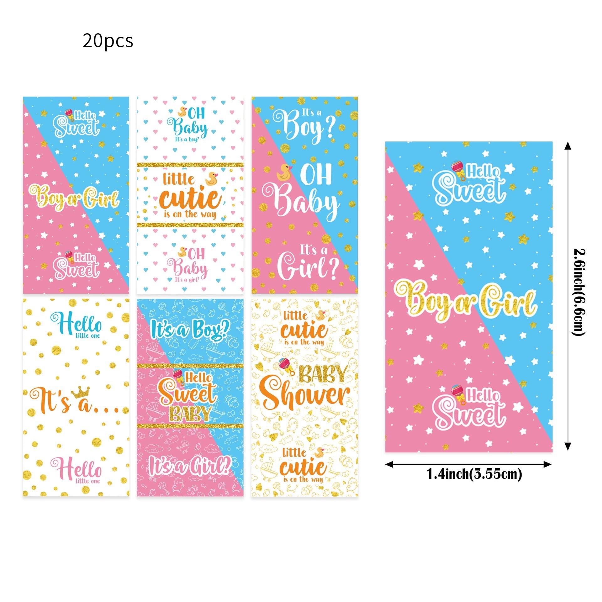 

20 шт. Наклейки на конфеты и шоколад для вечеринки по раскрытию пола МАЛЬЧИК ИЛИ ДЕВОЧКА БЕБИ ШАУЭР 6.6-3.5cm