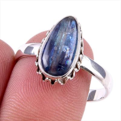 Natürlicher Kyanit Edelstein Handgefertigt 925 Massiv Sterlingsilber Geschenkring S.10 b3d44