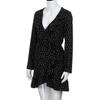 Elegant 128 Digital Print Irregular Ruffle Hem Polka Dot Deep V Chiffon Dress For Stylish Adults