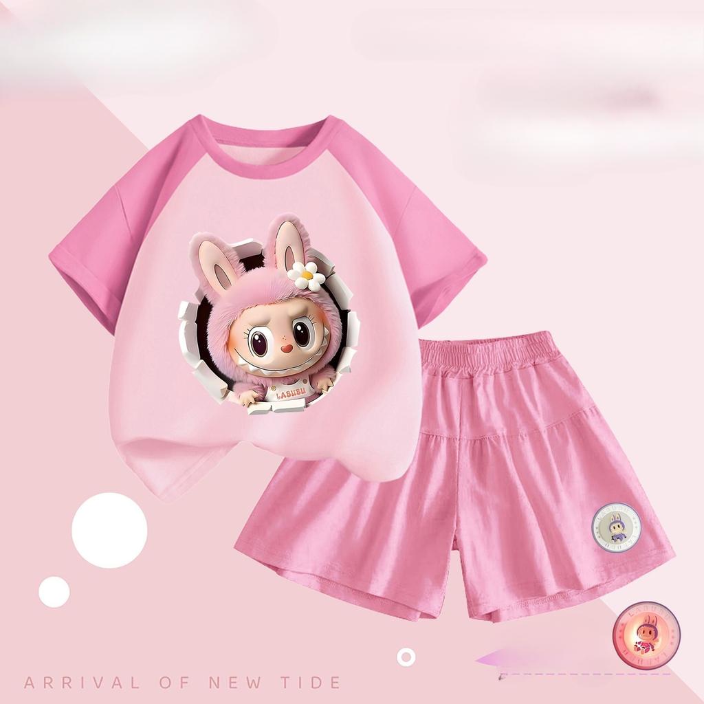 Children's Fashion LBB Set, Summer Girls' Casual T-shirt and Shorts Two-piece Set