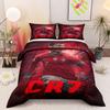 3-Piece Quilt Cover Set with 2 Pillowcases - Cristiano Ronaldo CR7 Portugal Red Jersey Football Poster for Dorm Room Decor