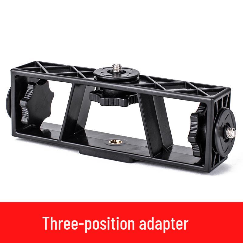 Multi-Functional Tripod Adapter with Three-Head Clip for Live Streaming and Mobile Devices