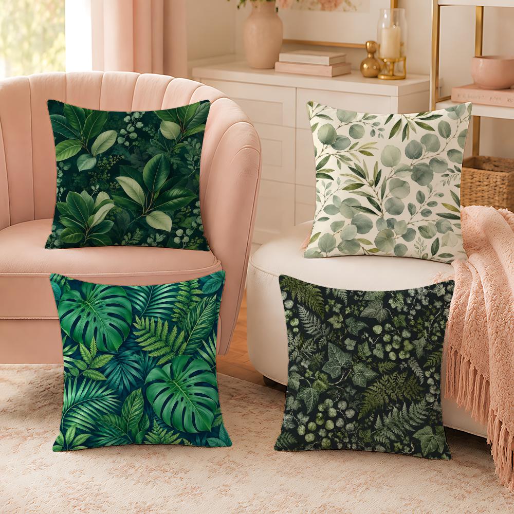 Ins Tropical Maple Leaf Plant Leaves Pillow Case Organic Short Plush Cushion Covers Breathable Washable WrinkleResistant