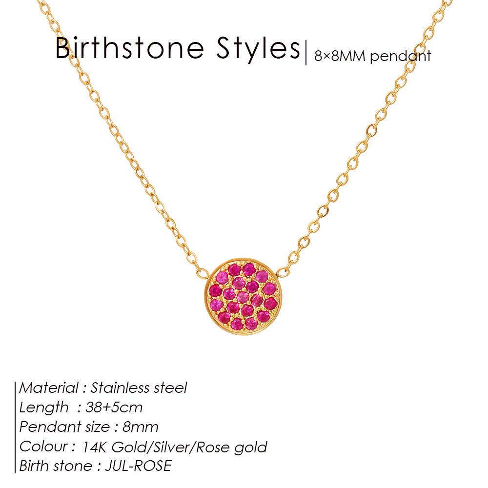 Vielseitige Edelstahlkette mit vollem Diamantanhänger und Dezember-Geburtsstein