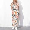 Women Plus Size Floral Printed Scrub Set Cutout Neck Short Sleeve Pocket Top Long Pants Two Piece