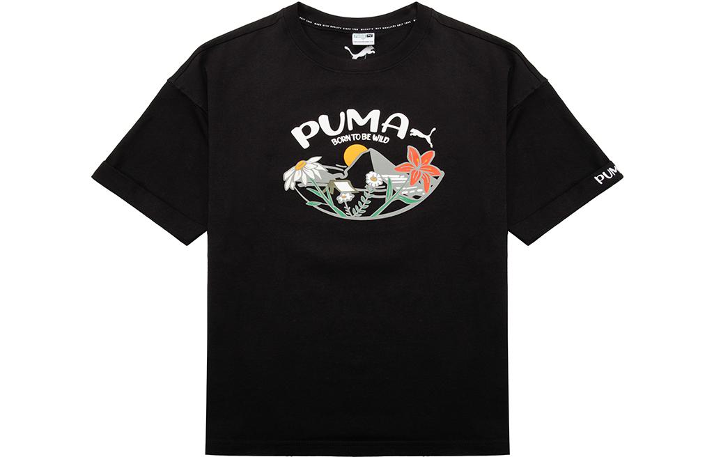 PUMA Set in Sleeve T Shirt Women s Black 536730-01 S
