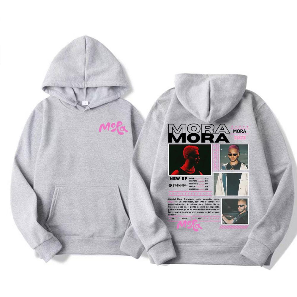 Rapper Mora Album Tour 2025 Grafik-Hoodies Herren Damen Lässiger Fleece Übergroßer Hoodie Mode Trend Hip Hop Street Sweatshirts
