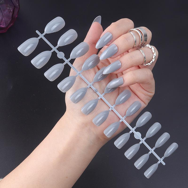 24 teile/satz DIY Schnelle Nägel Glänzende Wasser Tropfen Nägel Einfarbig Falsche Nägel Mehrfarbige Streifen Fertig Tragen Nagel Kunst