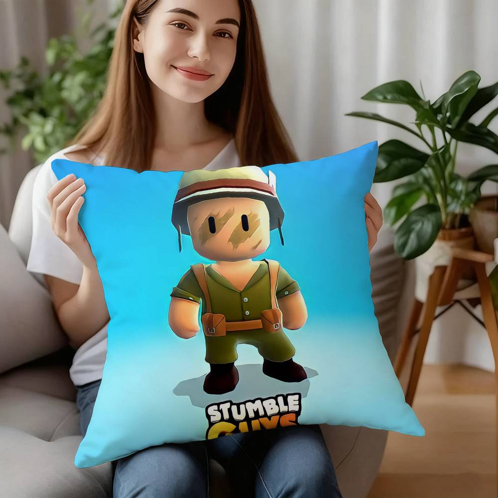 

Pillow Sleeping Game S-Stumble Guys Ornamental Pillow Case Short Plush Sofa Decorative Gift Home Double-sided Printing Cushion 12x12Inch