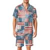 Men Satin Short Sleeve Pajama Set Two Piece Sleepwear with Shorts and Pocket Lightweight Smooth Fabric Comfortable Fit