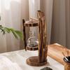 Thai Style Wooden Candle Lantern, Retro Southeast Asian Glass Hurricane Lamp, Outdoor Windproof Feng Shui Decor for Garden