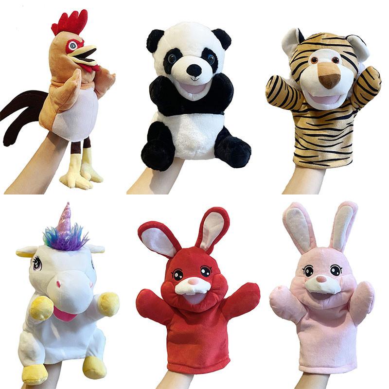 Cartoon Animal Plush Hand Puppet Panda Crocodile Doll Children Prop Performance