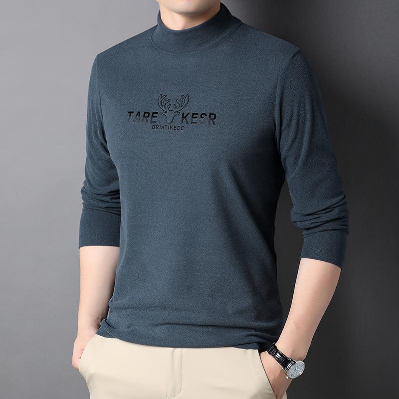 Autunno e Inverno Nuova Maglia a Maniche Lunghe da Uomo Dolcevita Sottile e Largo T-shirt Casual Maglione da Uomo