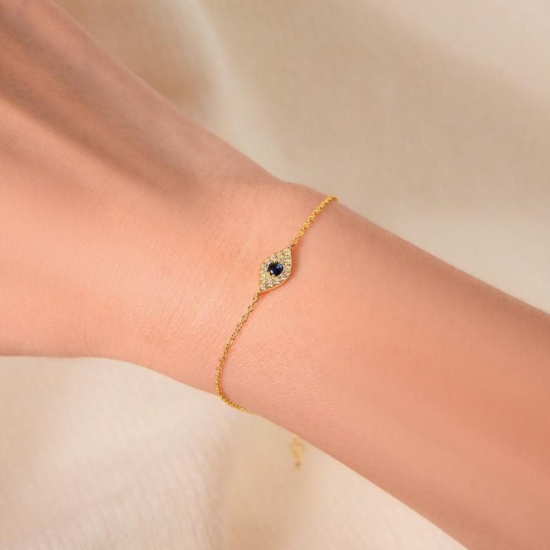 Evil Eye Micro Pave Zircon Bracelet Women Vintage High End Jewelry