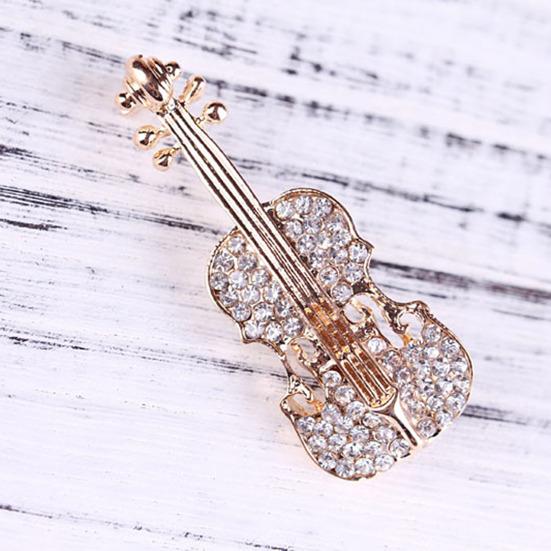 Brooch Pin Violin Rhinestones Jewelry Shiny Guitar Brooch Clothing Accessories