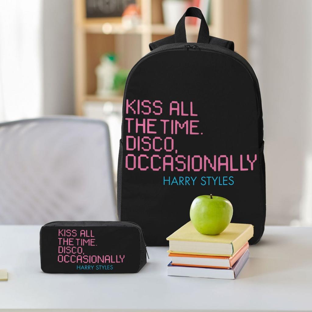Harrys Styles Kiss All The Time Kids Backpack Lunch Box Pencil Boxes for Boys Girls Backpacks Lightweight School Bag Bookbag Set