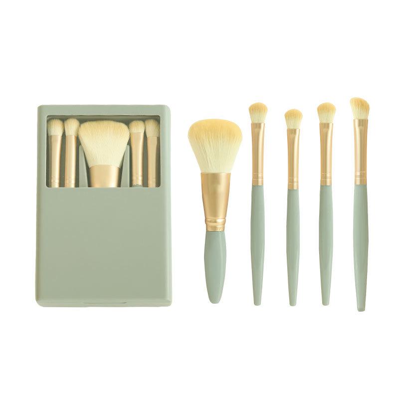 

Morandi 5-Piece Makeup Brush Set with Mirror Box - Loose Powder, Nose Shadow, and Eyeshadow Brushes