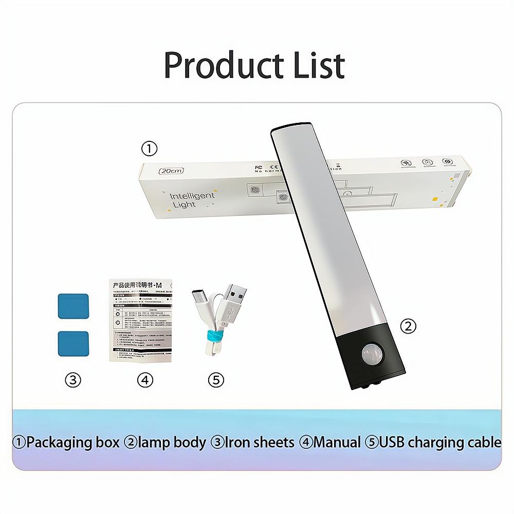 Night Light 3color In One Home Lamp Motion Sensor Wireless USB Under Cabinet Dormitory Wardrobe Closet Cupboard Indoor Lighting