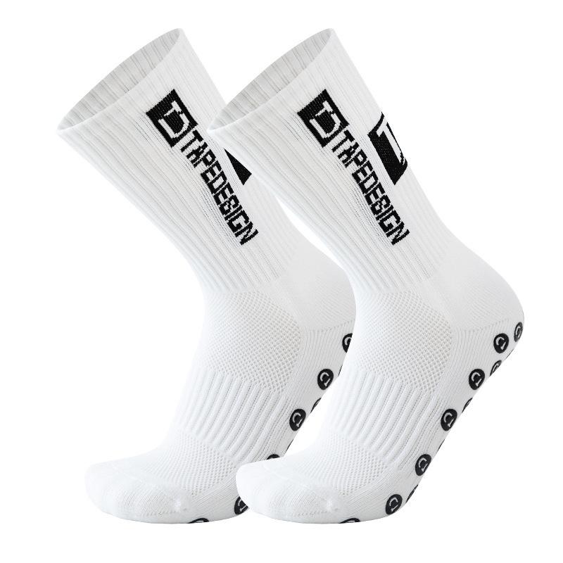 Unisex Mid-Calf Anti-Slip Breathable Terry Football Socks One Size белый