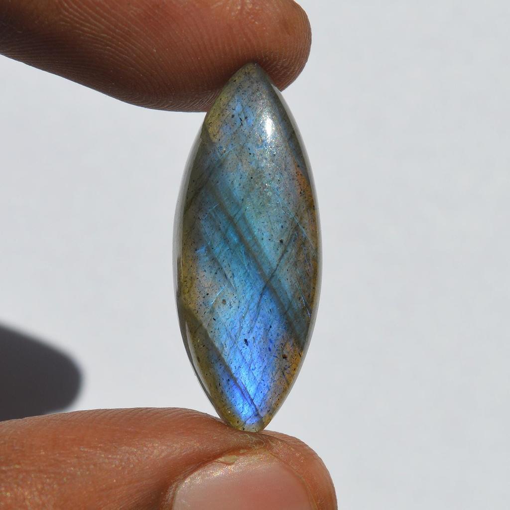 Natural Labradorite Gemstone Cabochon, 15 Carats Blue Fire Labradorite Cabochon, Marquise Shape, Craft Supply Jewelry Making
