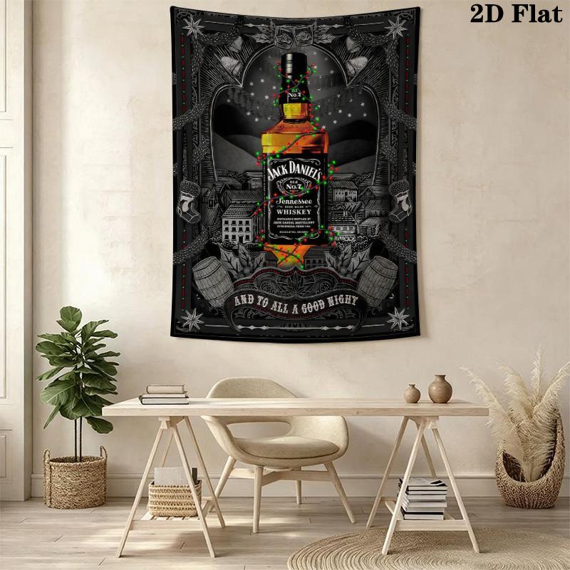 Jack Daniel'S Tennessee Whiskey Bottle Tapestry Wallmounted Background Cloth Atmospheric Background Cloth Homestay Soft Decoration Tapestry