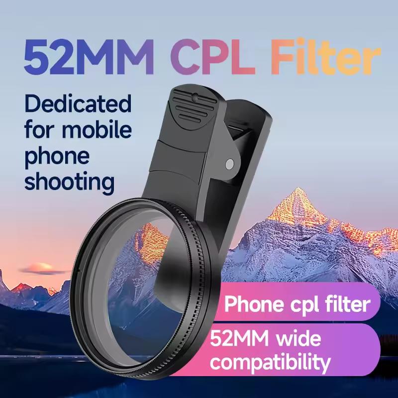 52MM CPL Filter Circular Universal Portable Polarizer Camera Lens Mobile Photography Polarizer No Reflections For Smartphones