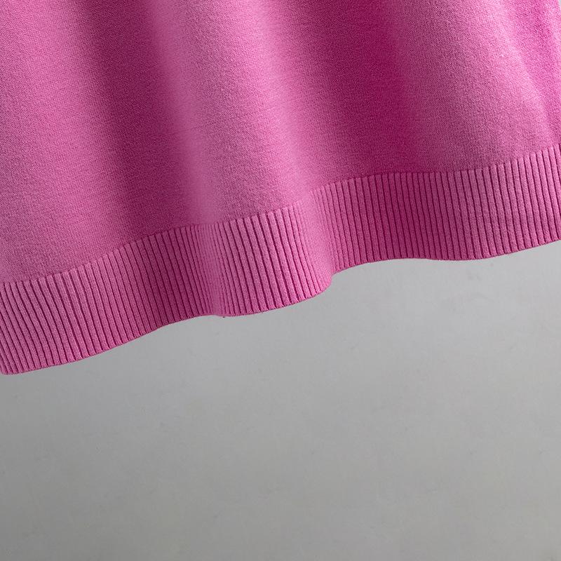 Toamnă Iarnă Pe jumătate guler înalt cu mânecă lungă din lână, culoare uni, până la genunchi, rochie tricotată supradimensionată