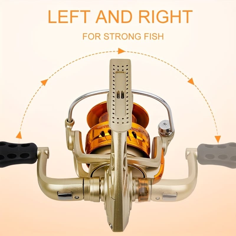 Vollmetallbeschichtete Spinnrolle 5.2:1 Hohe Übersetzung Leichte Spinnrolle Klapparm Geeignet für Süß- und Salzwasser