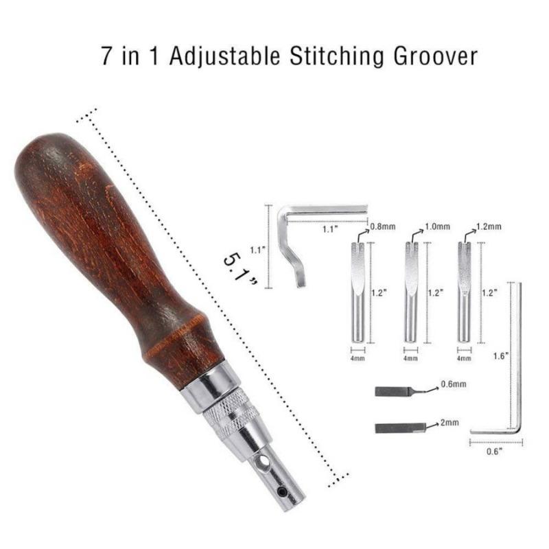 59 Pcs/Set Leather Craft Hand Tools Kit for Hand Sewing Stitching Stamping Saddle Making  Groover
