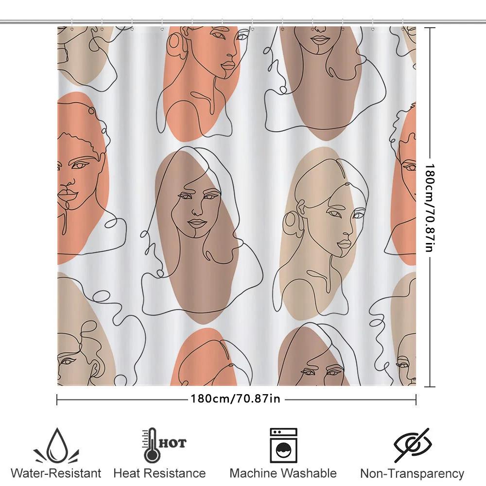 Modern Style Shower Curtain With Colorful Abstract Design For Bathroom Decoration Peach Brown 3D Printed Fabric Waterproof Showe