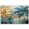 Canvas Print, Gold And Blue Palm Trees Abstraction
