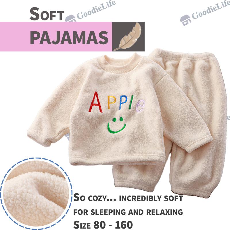 Kids Winter Pajamas Set Thickened Fleece Warm Sleepwear Boys Girls Korean Style Children Outfit