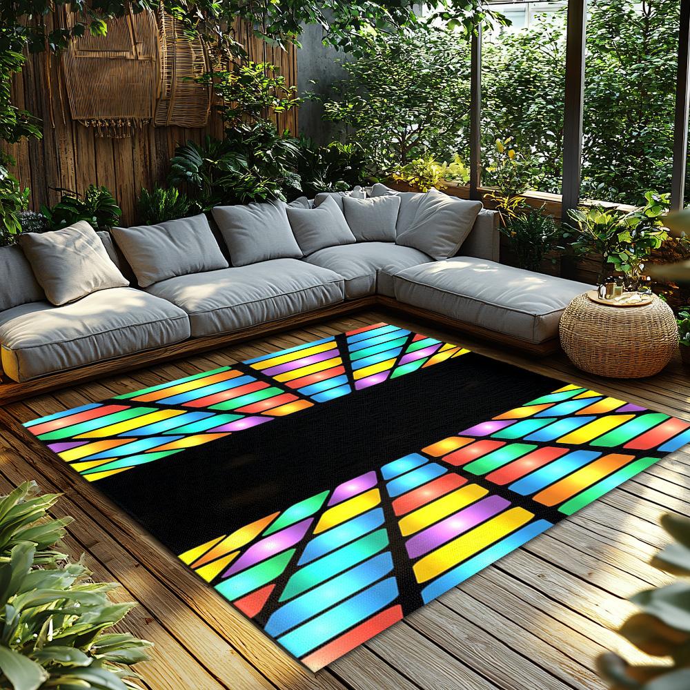 Tuniu Colorful Rainbow Striped Geometric Rug Mat for Living Room Bedroom Kitchen Floor Decor